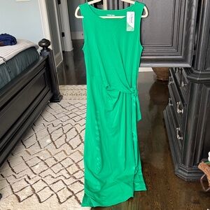 Lands' End Emerald Green Sleeveless Tie-Waist Maxi